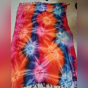 Hand Made Vibrant Tie-Dye Tassle Scarf